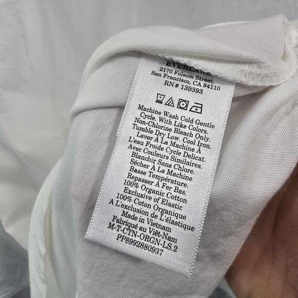 Everlane Shirt Mens Small White Long Sleeve Crew Cotton T Tee Uniform - Picture 8 of 10